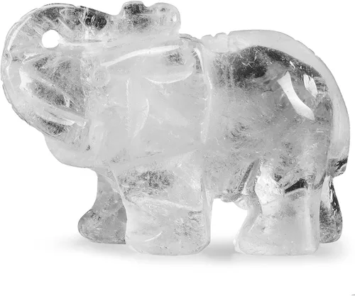 Miniatura 9 de SMQ Estatua de decoración de elefante de cristales de amatista de 2.0 pulgadas, piedras preciosas talladas a mano, figuras de cristal de buena