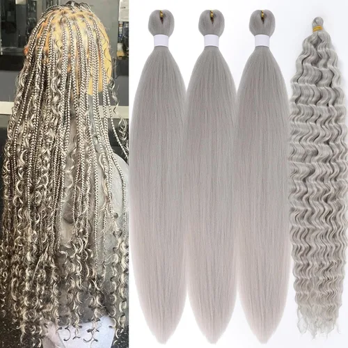 Miniatura 16 de Cabello para trenzar rizado ondulado negro 1B preestirado de onda oceánica profunda de ganchillo bohemio para trenzar de 16 pulgadas, 2 paquetes
