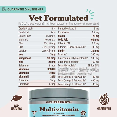 Miniatura 3 de Natural Dog Company Vet Strength Multivitamínico para perros – 90 masticables suaves de alta potencia con glucosamina, condroitina, probióticos