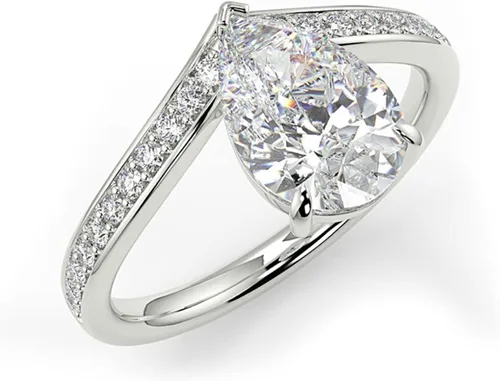 Miniatura 7 de WSX - Anillo de compromiso de oro de 10/14/18 quilates de 2 quilates para mujer, diseño de lágrima personalizada, moissanita, promesa de boda