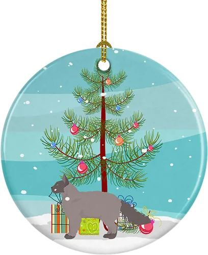Miniatura 157 de Caroline's Treasures Adorno de cerámica con texto en inglés "Merry Christmas" para colgar en el árbol de Navidad, decoración para el hogar, Navidad