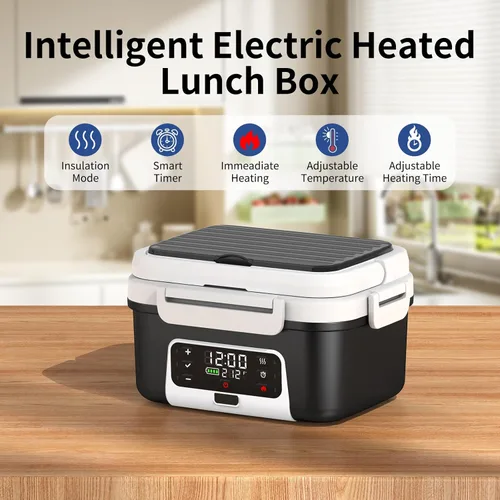 Miniatura 3 de Lonchera eléctrica inalámbrica con calefacción, 1.5L - 6.3 tazas, 20000 mAh, 100 W, recargable, calentador de alimentos inteligente con divisor