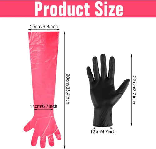 Miniatura 2 de Zhanmai Juego de 24 Guantes de Vestir de Campo para Ciervos, Guantes para Destripar Ciervos, Guantes de Nitrilo para Caza, Limpieza para Kit