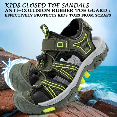 Miniatura 5 de JMFCHI FASHION Sandalias deportivas para niños, sandalias para exteriores, senderismo, atléticas, puntera cerrada, sandalias de playa para niñas