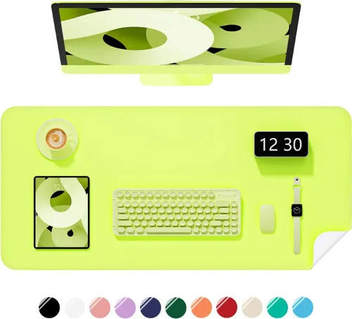 Miniatura 11 de Alfombrilla de escritorio, 60 x 35 cm, de piel sintética, antideslizante, alfombrilla grande para mouse para escritorio, impermeable, almohadilla
