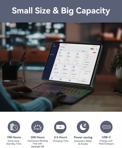 Miniatura 7 de AUSDOM Funda para iPad Pro de 11 pulgadas con teclado (M5/M4, 2025/2024), funda de teclado para iPad Pro de 11 pulgadas (M4) con soporte magnético