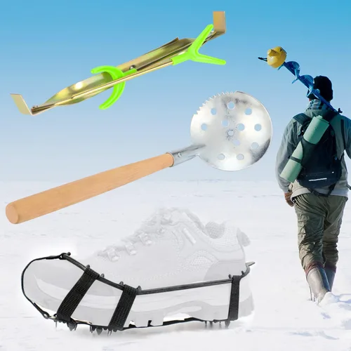 Miniatura 5 de Combo de caña y carrete para pesca en hielo Sougayilang, kit completo de equipo de pesca en hielo, incluye jig de hielo y accesorios para pesca
