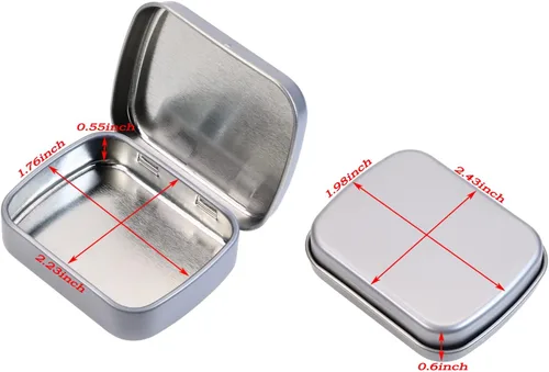 Miniatura 2 de Mini Skater Pequeña caja de almacenamiento portátil de metal, mini latas rectangulares vacías con bisagras con tapa, organizador para el hogar