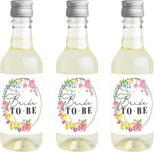 Miniatura 7 de Big Dot of Happiness Boho Botanical Bride - Mini calcomanías para botellas de vino y champán, regalo de despedida de soltera y fiesta de boda