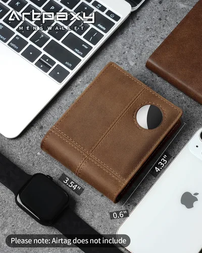 Miniatura 2 de Cartera con soporte AirTag, Marrón café, Moderno