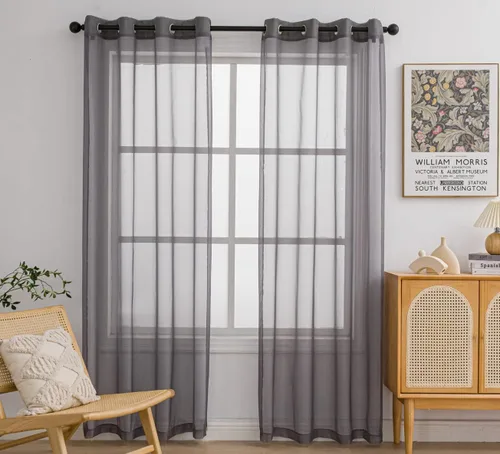 Miniatura 73 de PI - Cortinas traslúcidas con paneles pequeños, cortina transparente para ventana de cocina, mirador, 2 paneles