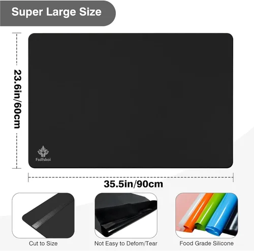 Miniatura 7 de Tapete de silicona extra grande de 35.5" x 23.6", tapete de silicona para manualidades para mantel individual, horneado, pintura, arte de arcilla