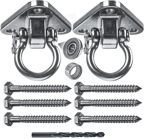 Miniatura 6 de Juego de 2 ganchos de columpio de acero inoxidable 304 de alta resistencia, capacidad de 1500 libras, accesorios de 180° para yoga, porche, Estilo 3
