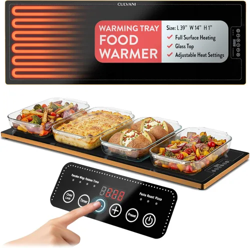 Miniatura 11 de ThermaPlate - Bandeja de calentamiento grande Calentador eléctrico de alimentos de vidrio de 31.5 x 17.5 pulgadas para cocina, fiestas y bufés