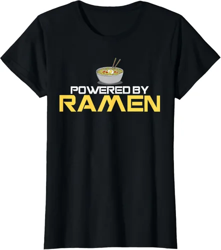 Miniatura 32 de Camiseta de fideos de anime japoneses Powered By Ramen, Negro, S