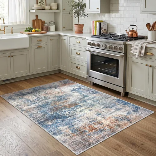 Miniatura 965 de IOHOUZE Alfombra abstracta lavable de 3 x 12 pies para pasillos, antideslizante para cocina, camino de entrada de lana sintética para interiores
