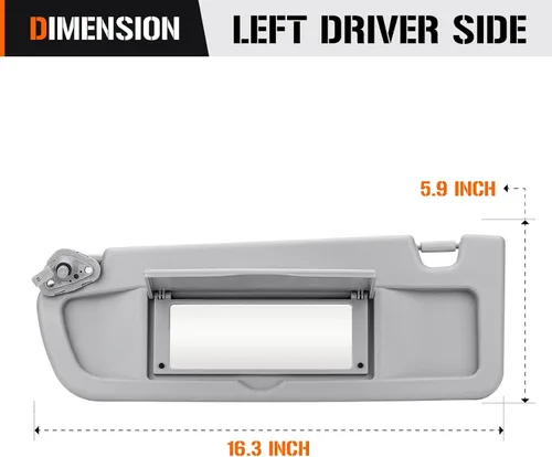 Miniatura 6 de Visera solar para Honda Civic EX LX Sedan SI Coupe 2006-2011, lado del conductor izquierdo, repuesto gris 83280-SNA-A01ZA
