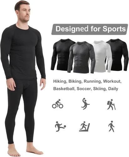 Miniatura 4 de HOPLYNN Paquete de 45 camisas de compresión térmica para hombre, manga larga, caza, correr, capa base, equipo para invierno y clima frío