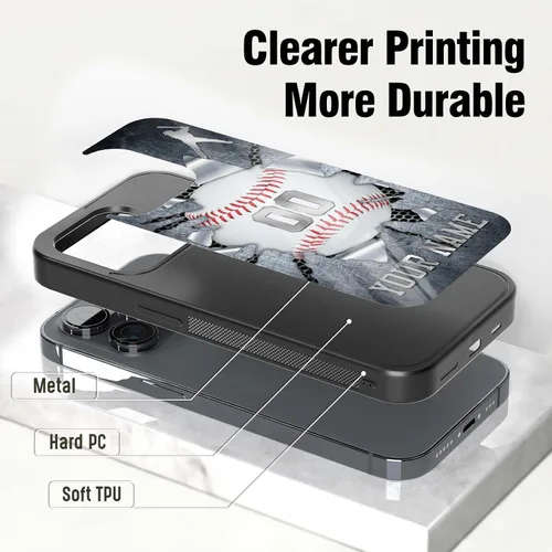 Miniatura 3 de Fundas de teléfono personalizadas con nombre, diseño vintage con textura de metal para iPhone 6, 7, 8, 11, 12, 13, 14, 15, 16, 17 Pro Max Plus Mini