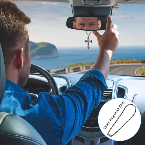Miniatura 3 de Colgante de cruz para espejo retrovisor de automóvil, colgante para decoración de automóvil, accesorios de espejo, adorno para interior de Negro
