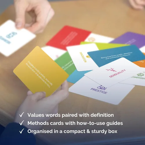 Miniatura 5 de metaFox ¡Lo que realmente importa! 80 tarjetas de valores para entrenamiento, talleres y terapia Tarjetas de entrenamiento de alta calidad
