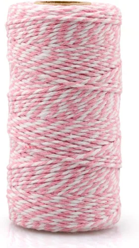 Miniatura 16 de jijAcraft Cordel de Hilo Blanco y Negro, 328 Pies de Cordel de Panaderos de Navidad, Cuerda de Empaque Resistente de 2MM para Manualidades DIY