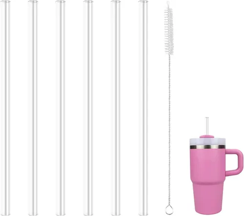 Miniatura 9 de Pajitas de repuesto compatibles con vaso Stanley Quencher H2.0 de 14 onzas con asa, con 1 cepillo (paquete de 6 unidades para 14 onzas)