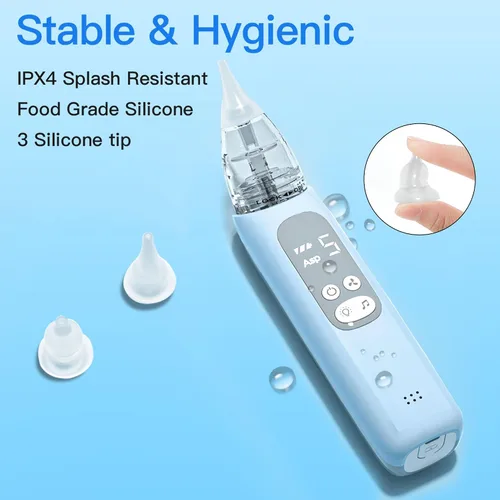 Miniatura 4 de X-Bosak Aspirador nasal para bebé, ventosa nasal eléctrica para bebé, succión de mocos con 5 niveles de succión, luz calmante y rimas infantiles