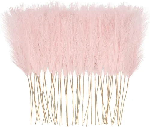 Miniatura 26 de obbsie 50 piezas de decoración de hierba de pampa falsa naranja quemado, 21.6 pulgadas de hierba pomposa artificial corta de otoño, ramas de hierba