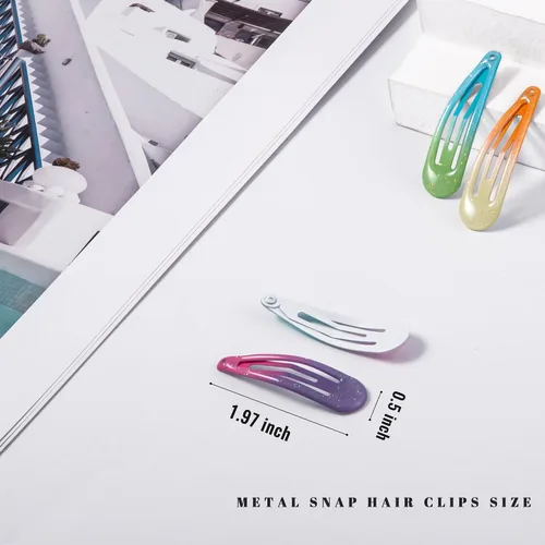 Miniatura 2 de 20 pinzas metálicas para cabello con cierre a presión en forma de gota de agua, pasadores antideslizantes para mujeres, pinzas pequeñas brillantes