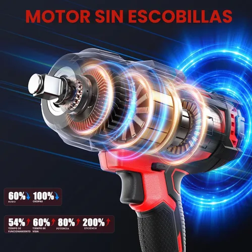 Miniatura 3 de ACROPOW Llave de impacto inalámbrica compatible con batería Milwaukee de 18 V, destornillador de impacto de alto par sin escobillas de 1/2 pulgada