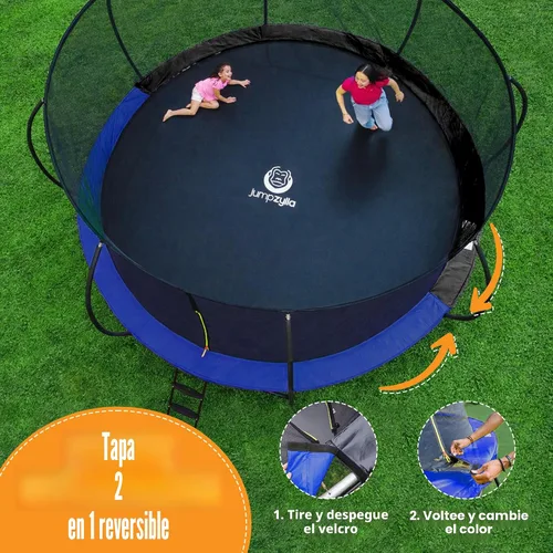 Miniatura 7 de Jumpzylla - Cama elástica recreativa para niños, con red de seguridad, escalera y revestimiento antioxidante, de 8, 10, 12, 14, 15 y 16 pies