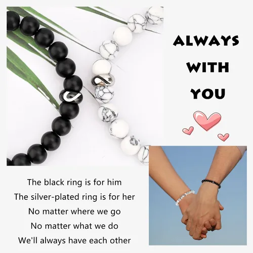 Miniatura 2 de Regalos románticos de aniversario para mujeres y hombres, pulseras a juego regalos para parejas, novio, novia, mi amor, prometido, recién casado