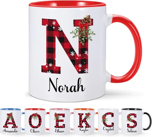 Miniatura 16 de COLBEAR Tazas de Navidad con nombre personalizado, taza de café de Navidad para niños, taza de chocolate caliente, taza de cacao caliente, taza