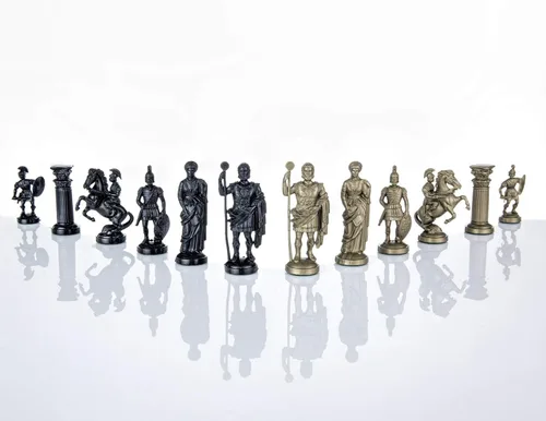 Miniatura 3 de Piezas de ajedrez de plástico RomanLegion 3 3/4", 9,6 cm Negro y Oro - Con peso, con fieltro