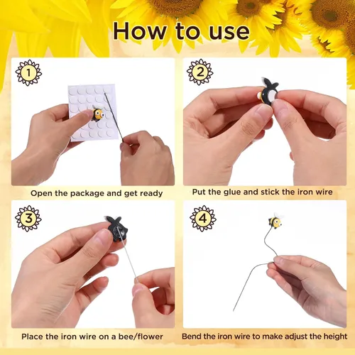 Miniatura 6 de RAYNAG 44 decoraciones para pasteles de abeja y girasol, juego de adornos de pastel de abeja de girasol para decoraciones de fiesta de cumpleaños