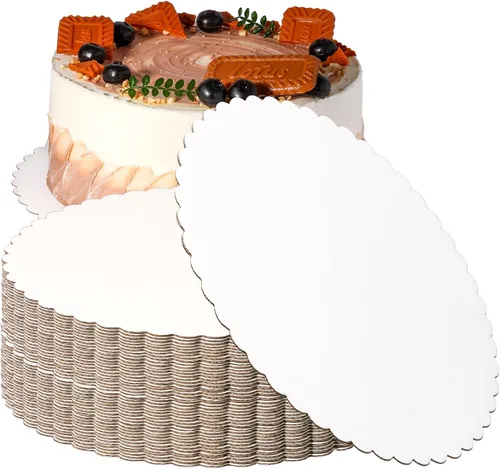 Miniatura 12 de Fit Meal Prep Paquete de 20 tablas para tartas, círculos redondos dorados de 10 pulgadas, círculos de pizza desechables para postres y pasteles