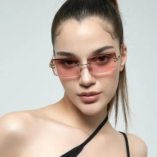 Miniatura 6 de MINCL - Gafas de sol rectangulares pequeñas para mujer, ultraligeras, color caramelo, sin marco