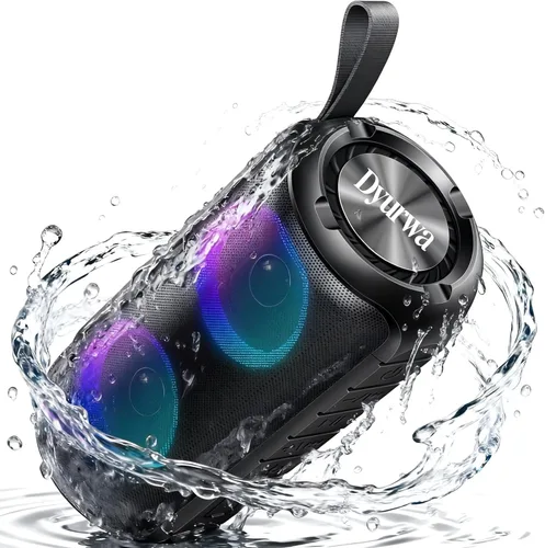 Miniatura 10 de Altavoz Bluetooth con sonido estéreo HD de 360°, nuevo altavoz inalámbrico portátil IPX7 impermeable, llamada HD, emparejamiento TWS, micrófono Negro