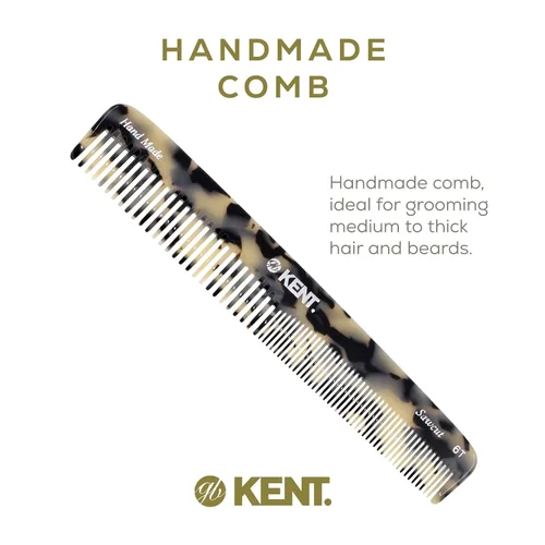 Miniatura 3 de Kent 6T TW - Peine de pelo de dientes finos y dientes anchos, peine de peinado hecho a mano para el cuidado del cabello, peines de peluquería