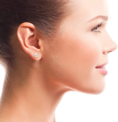 Miniatura 4 de Aretes de oro amarillo de 14 quilates con perlas cultivadas de agua dulce blanca de 0.315-0.335 in