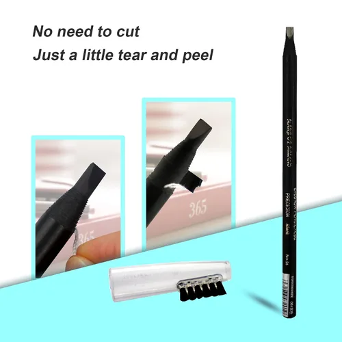 Miniatura 6 de 6pcs Impermeable Rojo Microblading Cejas Mapping Lápiz de Núcleo Duro Peel Off Maquillaje Permanente Lápiz de Tatuaje de Labios (Marrón)