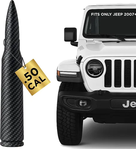 Miniatura 10 de 50 Cal Badass Bullet Antenna® se adapta a Jeep Wrangler JK y JL de (2007 para accesorios Jeep Wrangler y Gladiator), seguro para lavado de autos