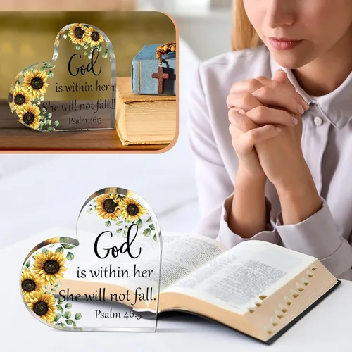 Miniatura 6 de Gerrii Regalos cristianos para mujeres, regalos religiosos inspiradores, versículo de la Biblia, decoración de escritorio, placa acrílica