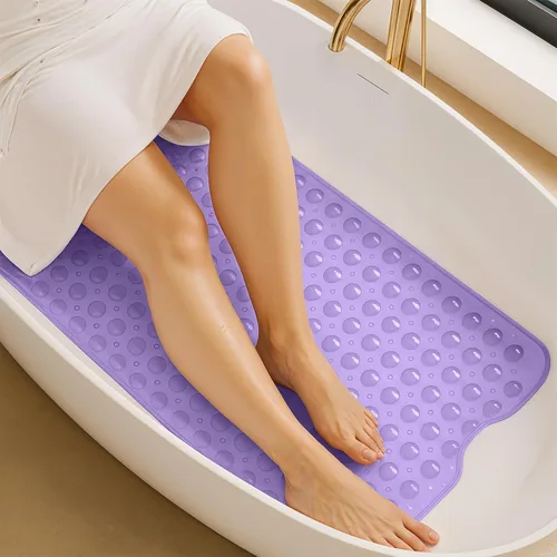 Miniatura 16 de LUX Décor - Tapete antideslizante para bañera, extra grande, 40 x 16 pulgadas, tapete de ducha de seguridad antideslizante con ventosas y agujeros