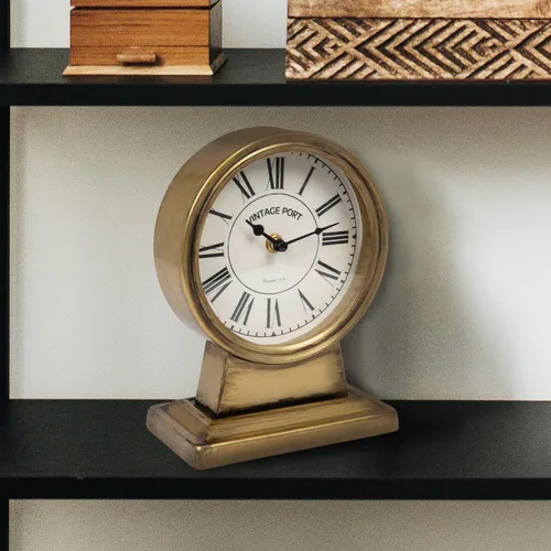 Miniatura 2 de Creative Co-Op Reloj decorativo de metal con acabado dorado