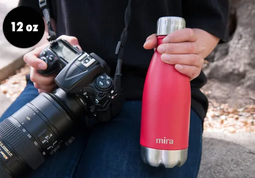 Miniatura 5 de MIRA Botella de agua aislada de 12 onzas – Termo delgado de acero inoxidable en forma de cola – Frasco caliente y frío de doble pared