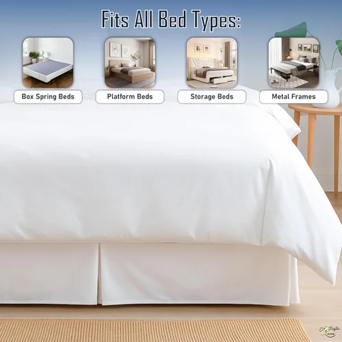 Miniatura 4 de Cottington Lane Falda de cama plisada de lujo tamaño individual caída de 10 pulgadas esquinas divididas, Hotel de lujo 1800 ultra suave a medida