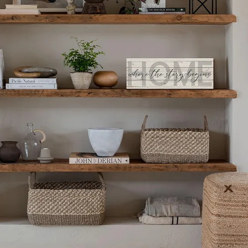 Miniatura 4 de Letrero familiar decorativo para el hogar donde comienza la historia, palabras inspiradoras, citas, placa de pared, impresión en lienzo de familia