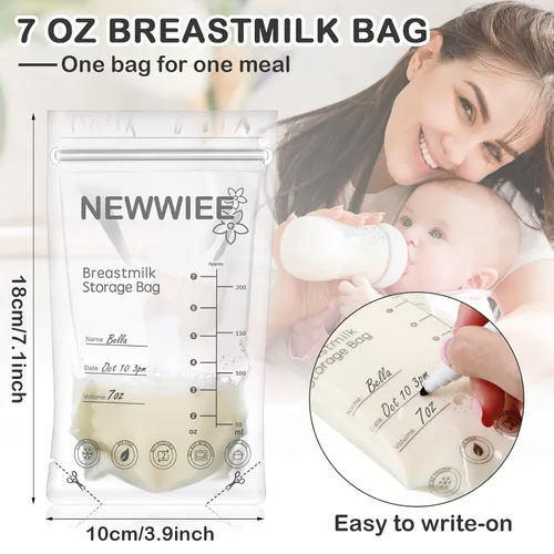 Miniatura 2 de 600 bolsas de almacenamiento de leche materna de 7 onzas, bolsas de leche materna para lactancia materna, almacenamiento de leche materna autónoma